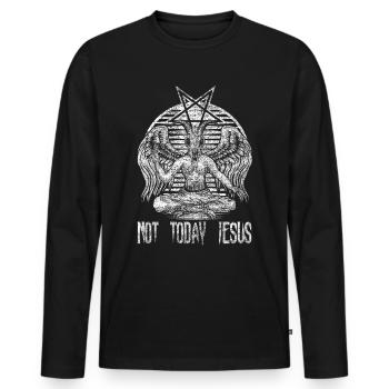Pas aujourd'hui Jésus Baphomet Antéchrist occulte gothique - T-shirt manches longues Premium bio Homme - noir - Devant - Nico (187cm)