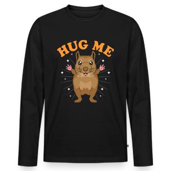 Hug Me Degu - T-shirt manches longues Premium bio Homme - noir - Devant - Nico (187cm)