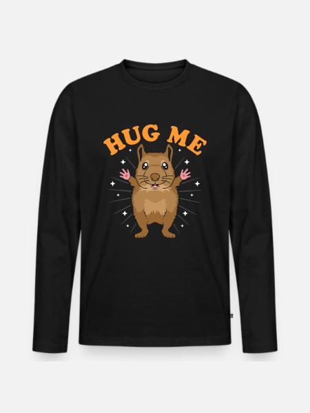 Hug Me Degu - Männer Premium Bio Langarmshirt - Schwarz
