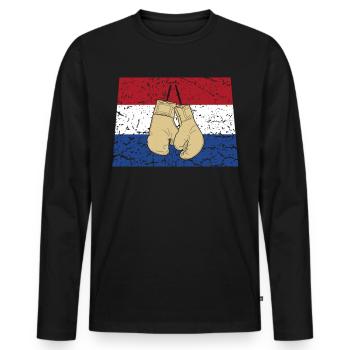 Pays-Bas Boxe Arts Martiaux Sport Kickboxing - T-shirt manches longues Premium bio Homme - noir - Devant - Nico (187cm)
