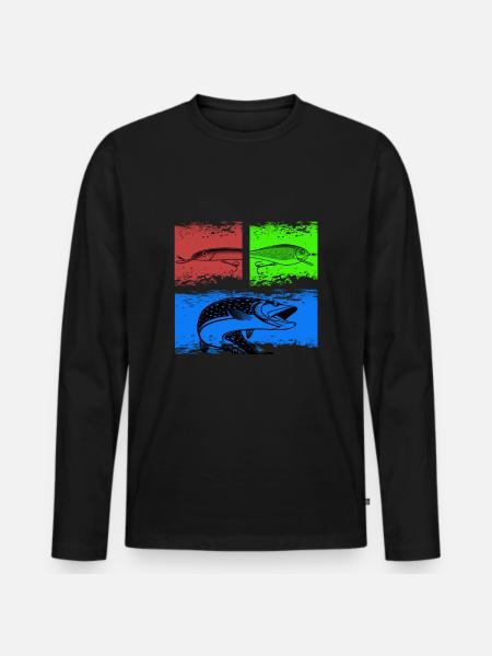 Pêche aux leurres et brochets - T-shirt manches longues Premium bio Homme - noir