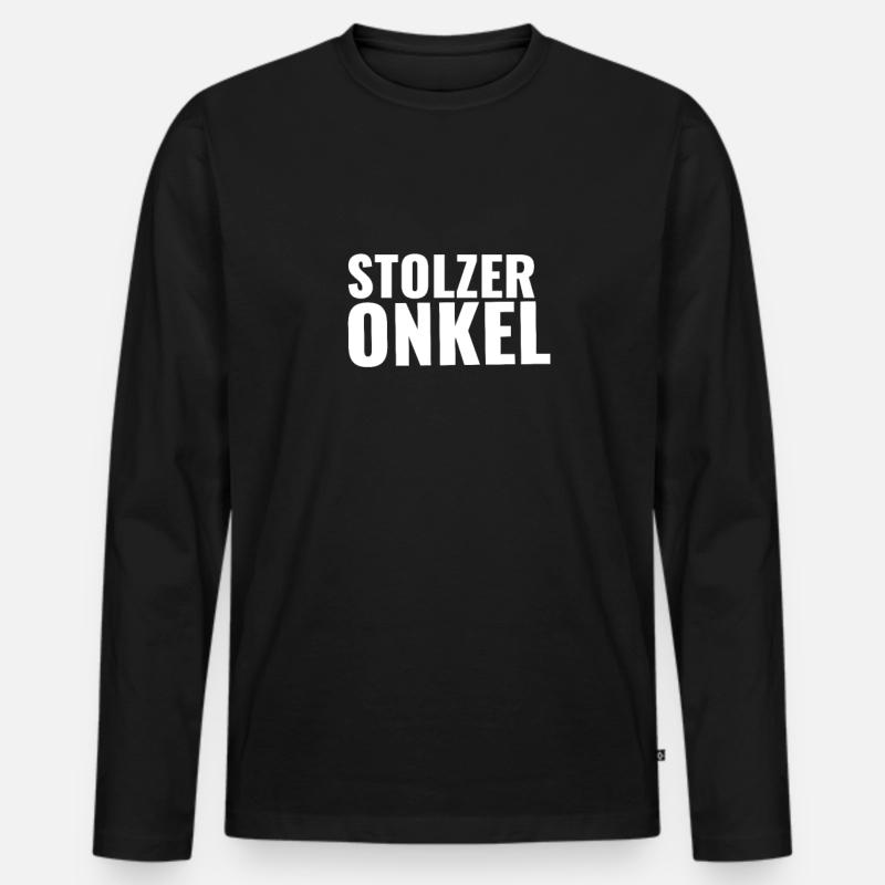 Stolzer Onkel - Männer Premium Bio Langarmshirt - Schwarz