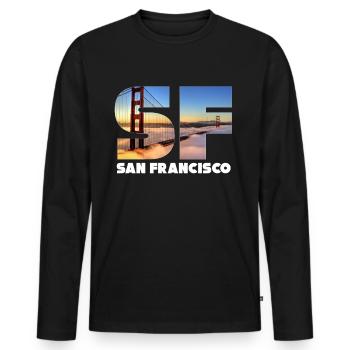 San Francisco - T-shirt manches longues Premium bio Homme - noir - Devant - Nico (187cm)