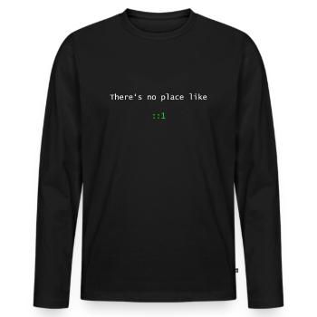 There is no place like ::1 - Männer Premium Bio Langarmshirt - Schwarz - Vorne - Nico (187cm)