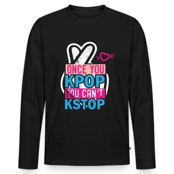 K-pop vêtements k-pop musique k-pop k-pop - T-shirt manches longues Premium bio Homme - noir - Devant - Nico (187cm)