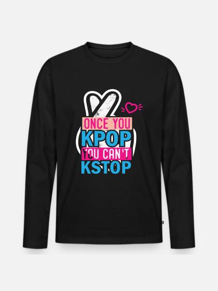 K-pop k-pop vaatteet k-pop musiikki k-pop - Premium luomulaatuinen miesten pitkähihainen paita - musta