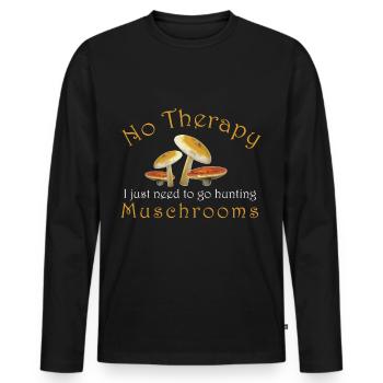 Récolter des champignons - T-shirt manches longues Premium bio Homme - noir - Devant - Nico (187cm)