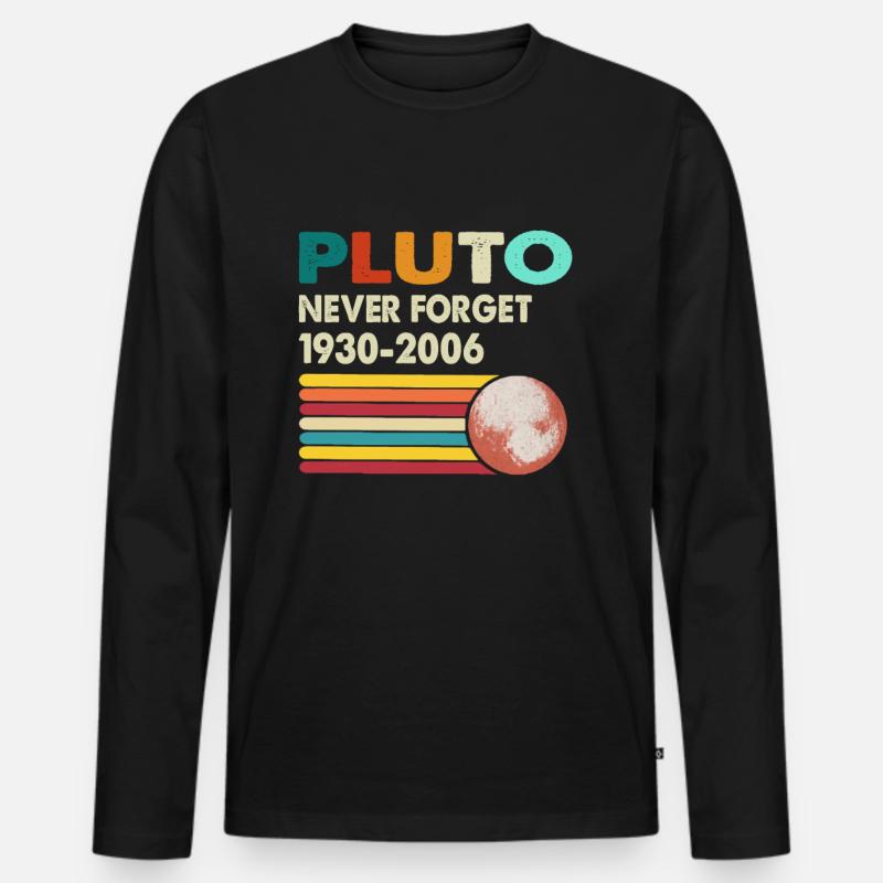 Never Forget Pluto Retro Style Funny Space Science Männer Premium Bio Langarmshirt