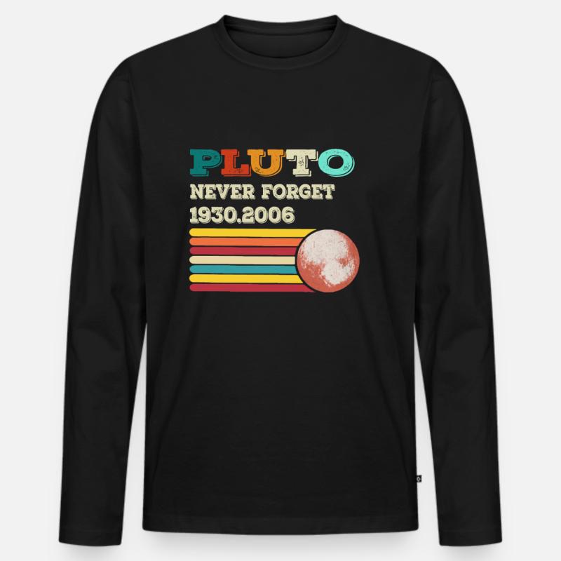 Never Forget Pluto Retro Style Funny Space Science Männer Premium Bio Langarmshirt