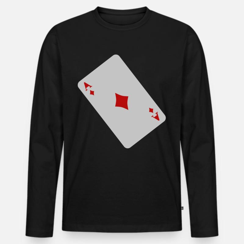 Karo As - Männer Premium Bio Langarmshirt - Schwarz