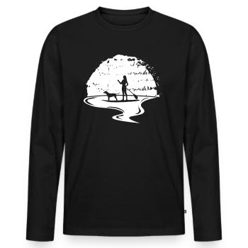 Stand UP Paddle avec chien - T-shirt manches longues Premium bio Homme - noir - Devant - Nico (187cm)