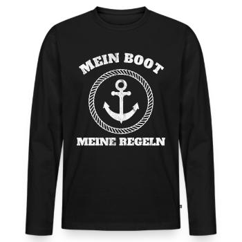 Mein Boot Meine Regeln - Männer Premium Bio Langarmshirt - Schwarz - Vorne - Nico (187cm)