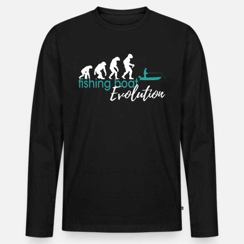 Fishing Boat Evolution - Männer Premium Bio Langarmshirt - Schwarz