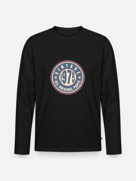 1975 Jahre Vintage Geburtstag Geschenk - Männer Premium Bio Langarmshirt - Schwarz