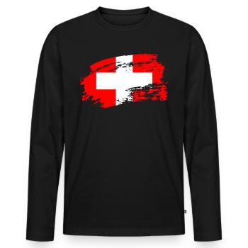 switzerland switzerland - Men's Premium Organic Long Sleeve Shirt - black - Front - Nico (187cm)