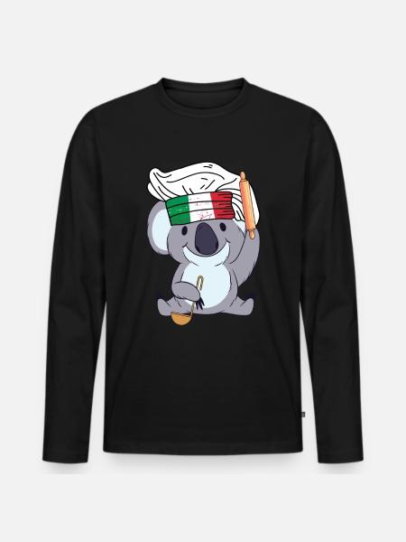 Italia Chef Koala Pizza Panettiere Roma Chef Cucina - Maglia a manica lunga ecologica premium da uomo - nero