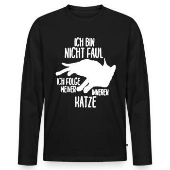 Katze Katzen Faul Katzenshirt Katzen Geschenkidee - Männer Premium Bio Langarmshirt - Schwarz - Vorne - Nico (187cm)