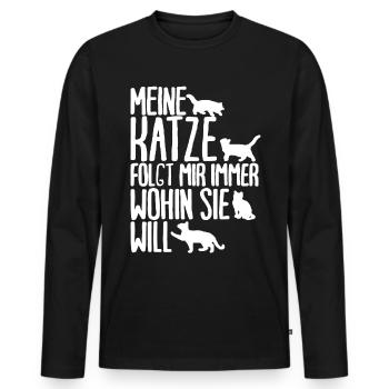 Katzen Katze Katzenshirt Katze Geschenkidee - Männer Premium Bio Langarmshirt - Schwarz - Vorne - Nico (187cm)