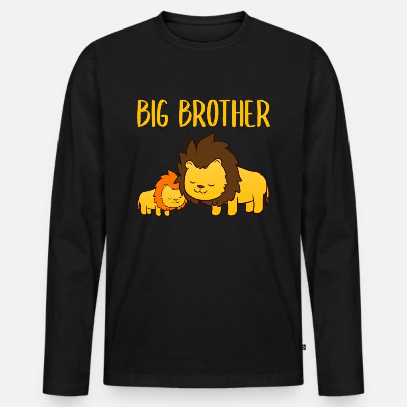 Big Brother Lion - Männer Premium Bio Langarmshirt - Schwarz