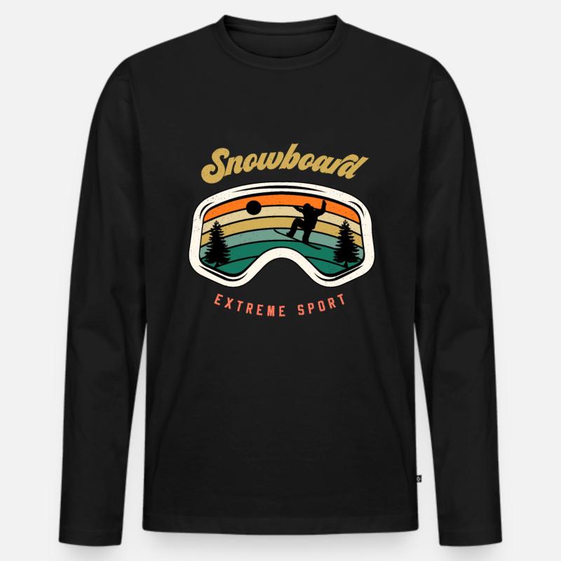 Snowboard Snowboardbrille Snowboarding - Männer Premium Bio Langarmshirt - Schwarz