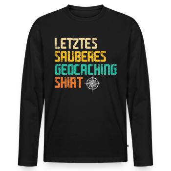 Geocacher Caching Cache Geocache Geocachen Lustig - Männer Premium Bio Langarmshirt - Schwarz - Vorne - Nico (187cm)