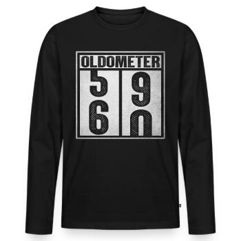 Oldometer 59-60 - Men's Premium Organic Long Sleeve Shirt - black - Front - Nico (187cm)