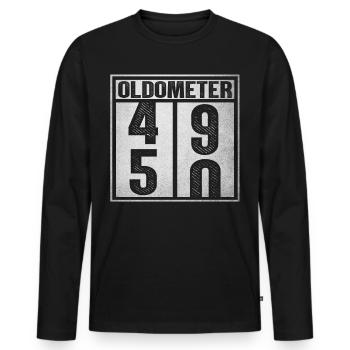 Oldomètre 49-50 - T-shirt manches longues Premium bio Homme - noir - Devant - Nico (187cm)