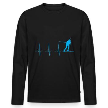 Le biathlon bat son cœur - T-shirt manches longues Premium bio Homme - noir - Devant - Nico (187cm)