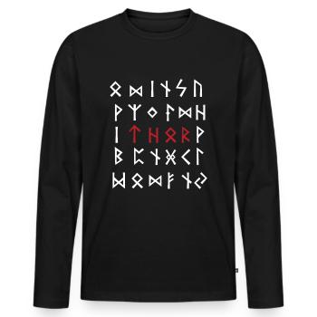 Odin Thor Runen nordische Wikinger Geschenk - Männer Premium Bio Langarmshirt - Schwarz - Vorne - Nico (187cm)