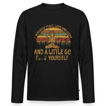 I’m Mostly Peace Love And Light - T-shirt manches longues Premium bio Homme - noir - Devant - Nico (187cm)