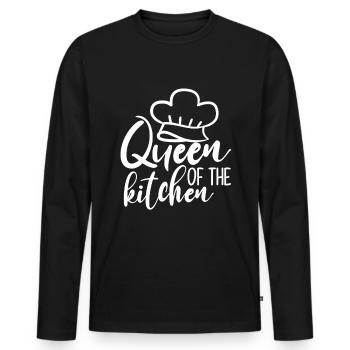 Kitchen Queen - Men's Premium Organic Long Sleeve Shirt - black - Front - Nico (187cm)