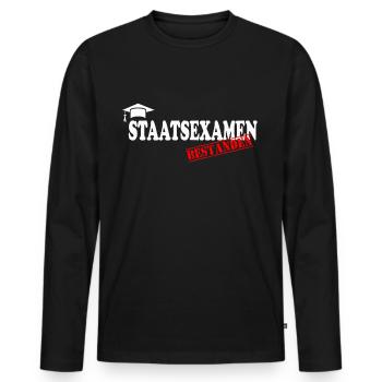 Staatsexamen Bestanden Abschluss Studium Geschenk - Männer Premium Bio Langarmshirt - Schwarz - Vorne - Nico (187cm)
