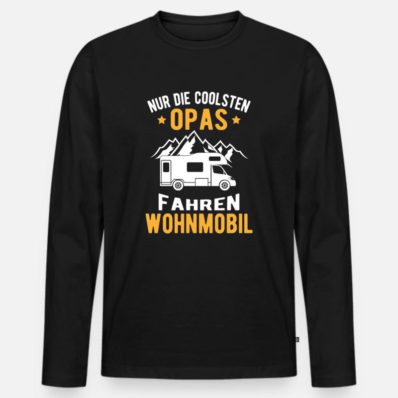 Rentner Cooler Opa Wohnmobil Camping Geschenk - Männer Premium Bio Langarmshirt - Schwarz