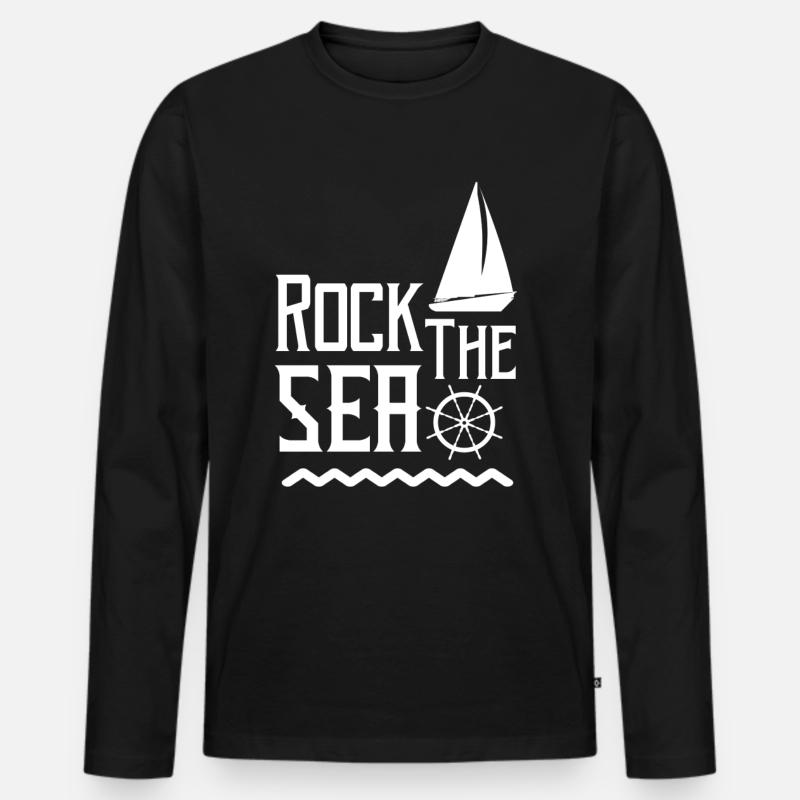Segelboot - Männer Premium Bio Langarmshirt - Schwarz