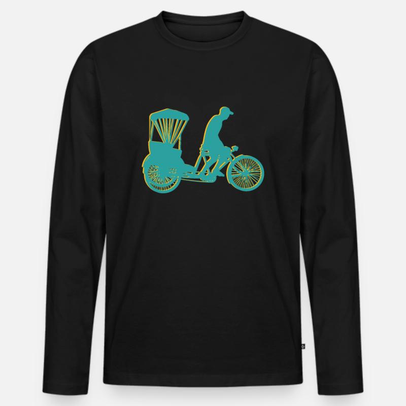 riquexo, rikshaw, rikscha - Männer Premium Bio Langarmshirt - Schwarz
