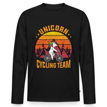 Unicorn Cycling Team - Men's Premium Organic Long Sleeve Shirt - black - Front - Nico (187cm)