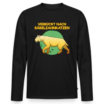 Säbelzahnkatze Säbelzahntiger Steinzeit Archäologe - Männer Premium Bio Langarmshirt - Schwarz - Vorne - Nico (187cm)