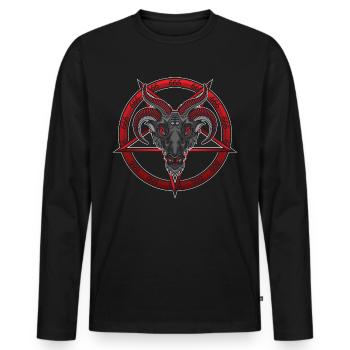Baphomet Satan 666 Gothique Occulte Antichrist - T-shirt manches longues Premium bio Homme - noir - Devant - Nico (187cm)