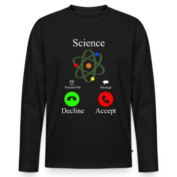 La science appelle un appel téléphonique - T-shirt manches longues Premium bio Homme - noir - Devant - Nico (187cm)