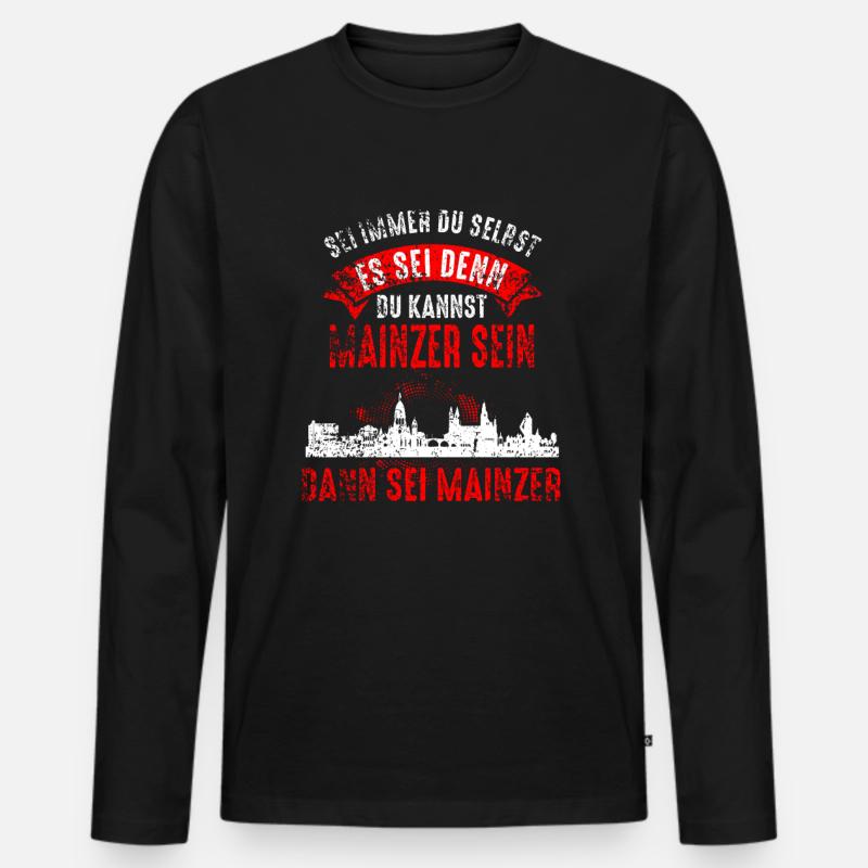 Mainz Skyline Mainzer Geschenk - Männer Premium Bio Langarmshirt - Schwarz