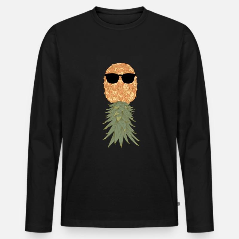Ananas mit Bart - Männer Premium Bio Langarmshirt - Schwarz