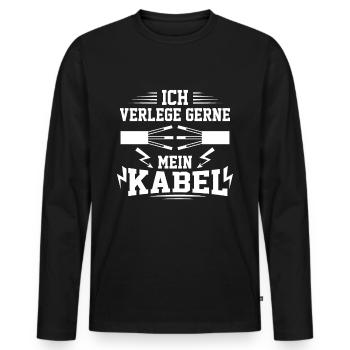 Lustige Elektriker Elektroinstallateur Kabel - Männer Premium Bio Langarmshirt - Schwarz - Vorne - Nico (187cm)