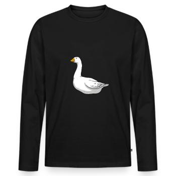 Gans - Männer Premium Bio Langarmshirt - Schwarz - Vorne - Nico (187cm)