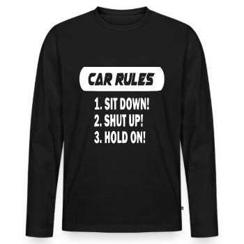 Ma voiture mes règles - T-shirt manches longues Premium bio Homme - noir - Devant - Nico (187cm)