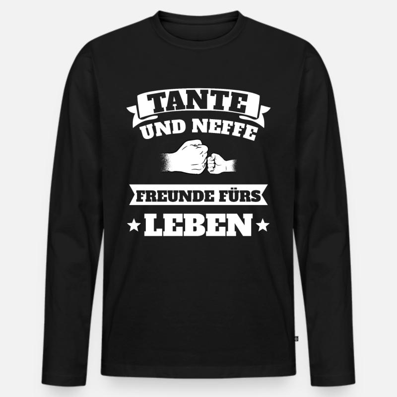 Tante und Neffe Geschenkidee - Männer Premium Bio Langarmshirt - Schwarz