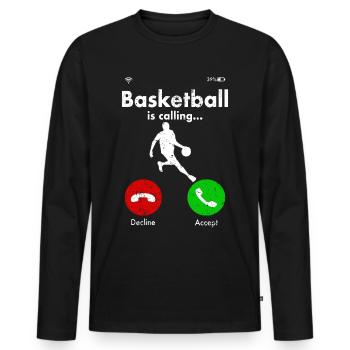 Basketballer Basketball Korb Slamdunk Geschenkidee - Männer Premium Bio Langarmshirt - Schwarz - Vorne - Nico (187cm)