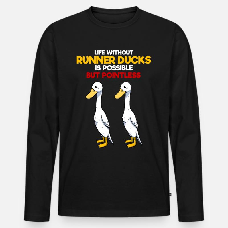 Canard en cours d'exécution - T-shirt manches longues Premium bio Homme - noir