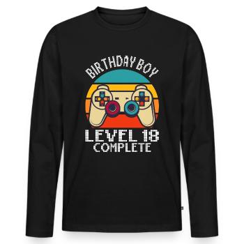 Niveau 18 terminé - 18e anniversaire Gamepad Gamer - T-shirt manches longues Premium bio Homme - noir - Devant - Nico (187cm)