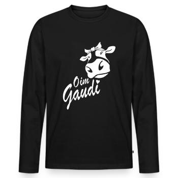 Lustige Kuh Hoamat Mundart Kühe Alm Berg Geschenk - Männer Premium Bio Langarmshirt - Schwarz - Vorne - Nico (187cm)