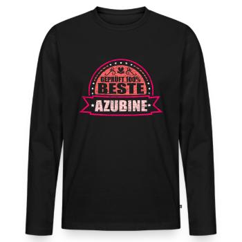 Geprüft 100% Beste Azubine - Männer Premium Bio Langarmshirt - Schwarz - Vorne - Nico (187cm)